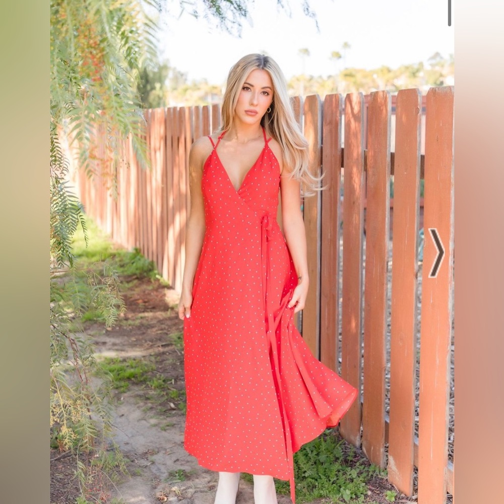 Sophia Sleeveless Polka Dot Midi Wrap Dress